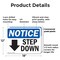 Signmission Step Down (Down Arrow), 18 in W x Rectangle, Plastic OS-2PACK-NS-P-1218-L-18458 - alternate 6